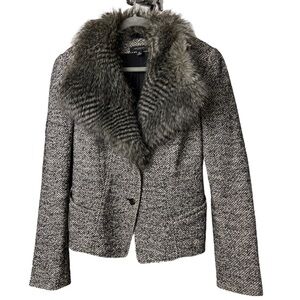 Ann Taylor wool blend tweed blazer size 14